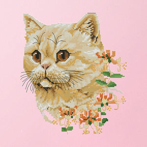 Cross Stitch Kits DIY Cat 14CT Stamped Embroidery 26 X 29cm  DA230