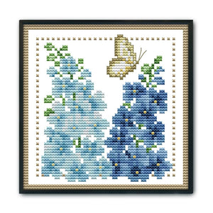 12 Months Flower Cross Stitch Printed Canvas DIY Needlework Set  July H429