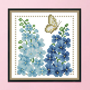 12 Months Flower Cross Stitch Printed Canvas DIY Needlework Set  July H429