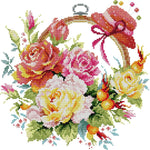 (32*32cm)14ct Stamped Cross Stitch - Flowers