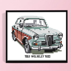 Canvas DIY Artwork Needlework 14CT Stamped Kit Cross Stitch  Antique Car