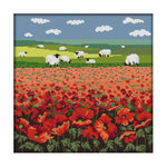 14CT Stamped Cross Stitch Poppy and Sheep Needlework Embroidery  F191