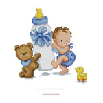 Blue Feeding Bottle 14CT Stamped Cross Stitch Embroidery Handicrafts  C145