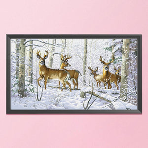 DIY Cross Stitch 11CT Stamped Needlework Cotton Thread  689 Snow Deer