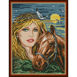 Beauty Horse 14CT Stamp Cross Stitch Needlework Embroidery Set  RA225