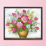 Flowers Cross Stitch 11CT Stamped Canvas DIY Embroidery Needlework  0085