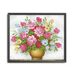 Flowers Cross Stitch 11CT Stamped Canvas DIY Embroidery Needlework  0085