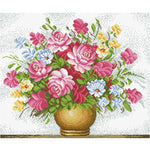 Flowers Cross Stitch 11CT Stamped Canvas DIY Embroidery Needlework  0085