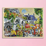 Street Scenery DIY Cross Stitch 14CT Stamped Landscape  F913 42x35cm