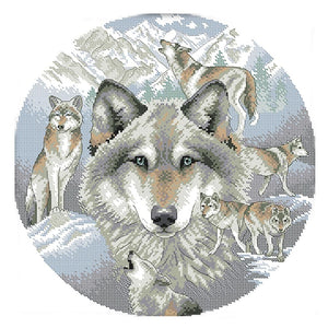 DIY 14CT Stamped Canvas Kit Needlework Cross Stitch Artwork  D207 Wolf