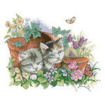 Stamped Cross Stitch Summer Kitties 2 Strand 14CT Embroidery DIY Set  D377