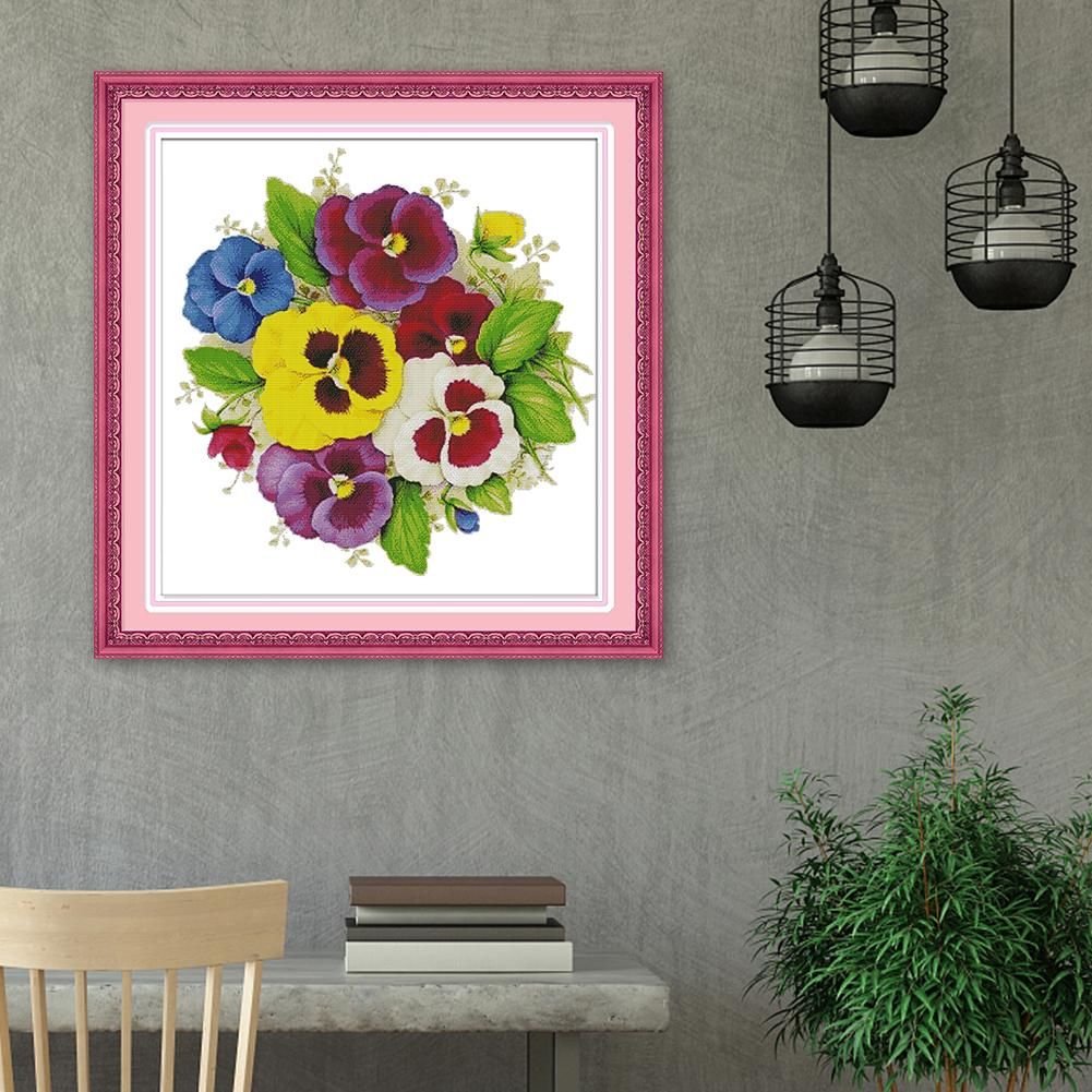 Flower Printed Cross Stitch Kits Ecological Cotton Thread Painting (H606)