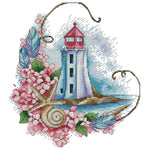 14CT Stamped DIY Sea Star Lighthouse Cross Stitch Kit 28 X 31cm  F972