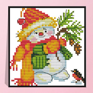 Christmas Snowman 14CT Stamped Cross Stitch Embroidery Needlework Kits