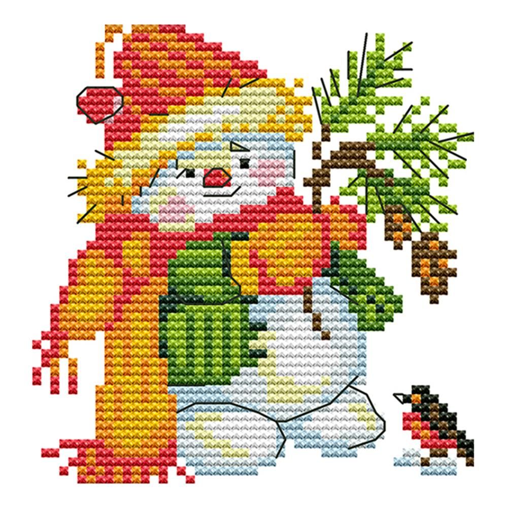 Christmas Snowman 14CT Stamped Cross Stitch Embroidery Needlework Kits