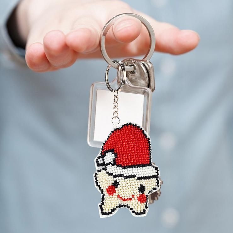 Bead Embroidery Keychain - Christmas Starfish