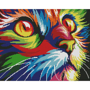 Print Canvas Cross Stitch DIY Embroidery Needlework Sets (DA416 Color Cat)