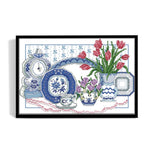 14CT Stamped DIY Blue White Porcelain Cross Stitch Kits 37 X 27cm  2