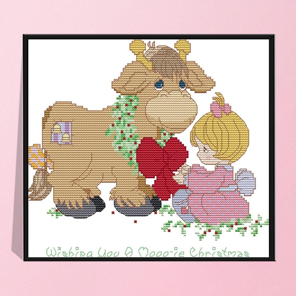 Cross Stitch 14CT Stamped Printed Canvas Crafts  C034 Christmas Wishes