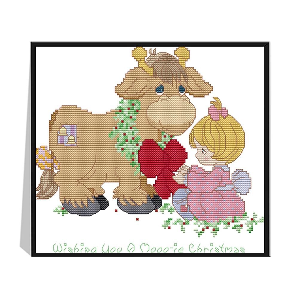 Cross Stitch 14CT Stamped Printed Canvas Crafts  C034 Christmas Wishes