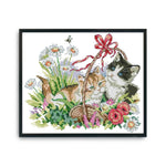 Stamped Cross Stitch Spring Kitties 2 Strand 14CT Embroidery DIY Set  D376