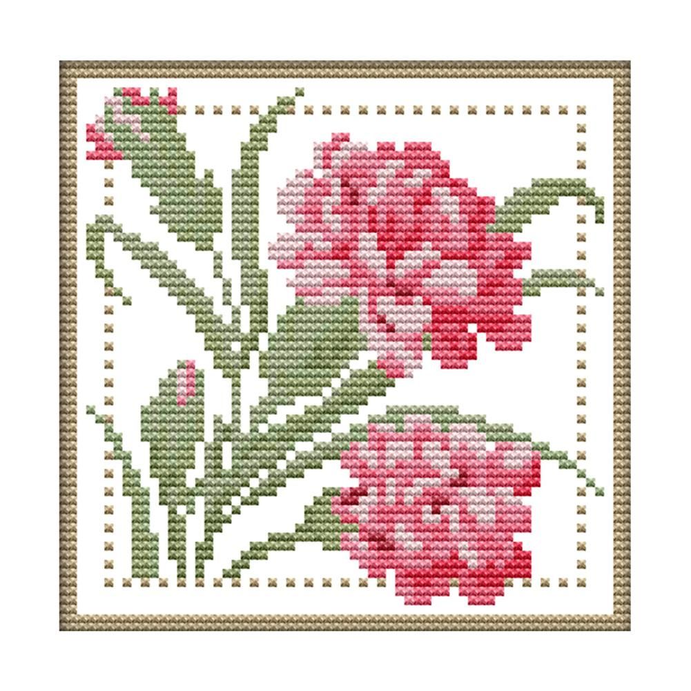 12 Months Flower Cross Stitch DIY Needlework 14CT Stamped  January H423