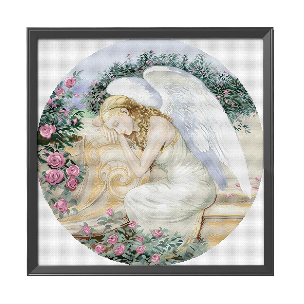 Angel 3 Strand 11CT Stamped Fabric Cross Stitch DIY Set  Woman Angel 0981