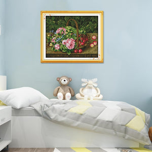 Flower Printed Cross Stitch Kits Ecological Cotton Thread Painting (H740)