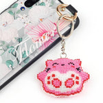 Bead Embroidery Keychain - Pink Cat