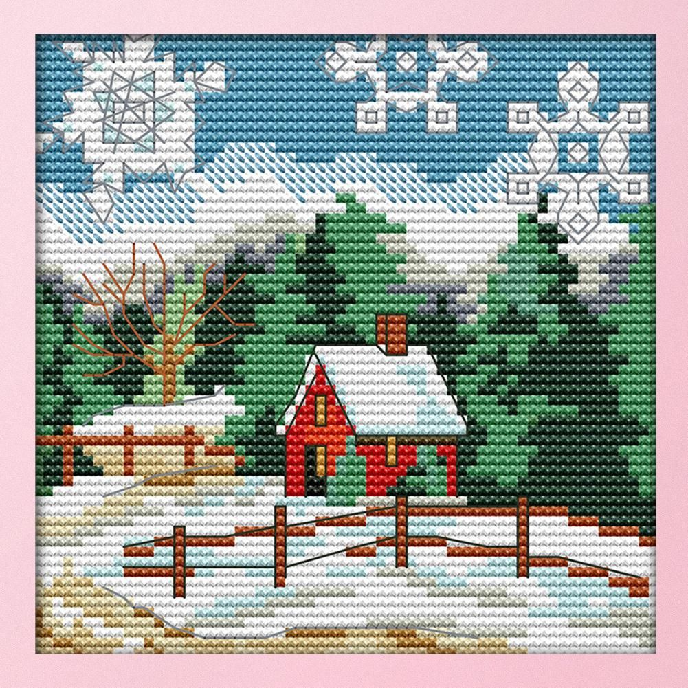 14CT Stamped Cross Stitch Winter Scenery Needlework Embroidery  F721