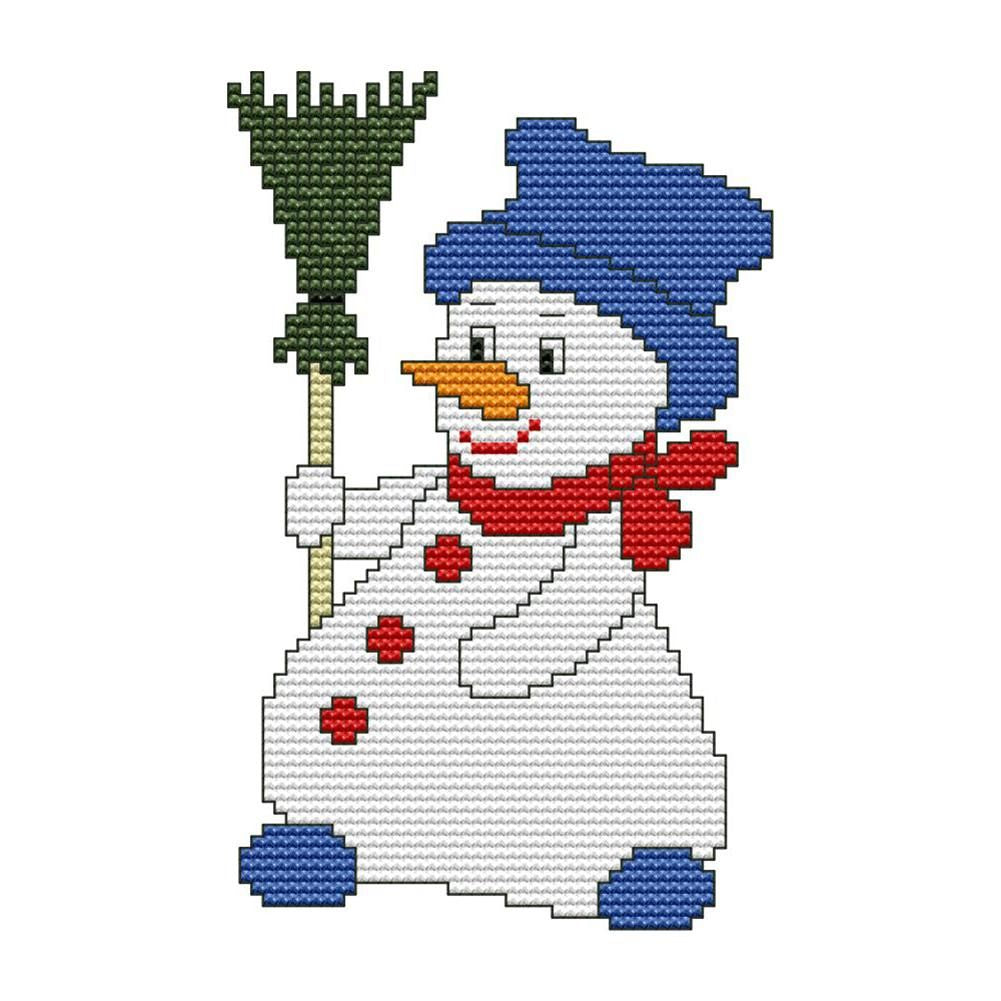 Snowman Cross Stitch Kit 14CT Stamp Embroidery Thread Needlework  KB054