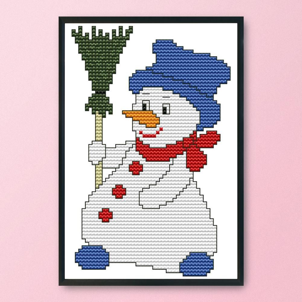 Snowman Cross Stitch Kit 14CT Stamp Embroidery Thread Needlework  KB054