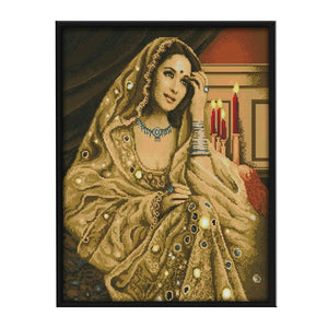 Indian Beauty 2  Cross Stitch Kit 14CT Stamped Canvas Needlework  R261 2