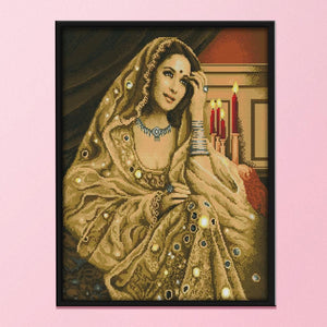 Indian Beauty 2  Cross Stitch Kit 14CT Stamped Canvas Needlework  R261 2