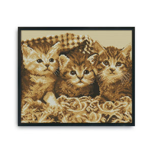 Cross Stitch Kits DIY Three Cat 14CT Stamped Embroidery 35 X 30cm  DA231