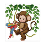 14CT Stamped Cotton Thread Canvas DIY Canvas Needlework Kit  D418 Monkey