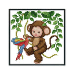 14CT Stamped Cotton Thread Canvas DIY Canvas Needlework Kit  D418 Monkey