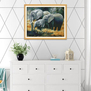 Elephant Handmade 14CT Cross Stitch Kits Print Counted Needlework (D587)