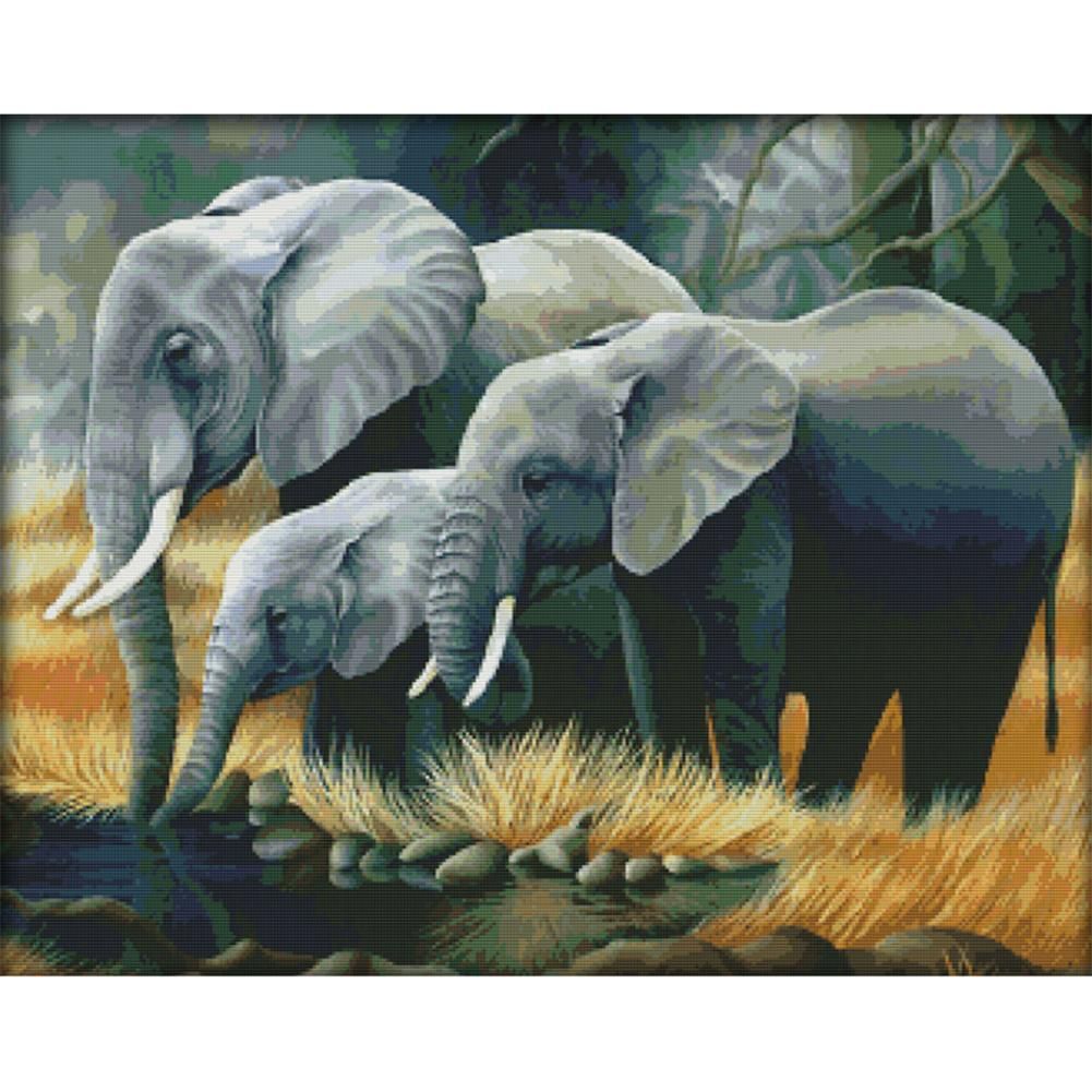 Elephant Handmade 14CT Cross Stitch Kits Print Counted Needlework (D587)