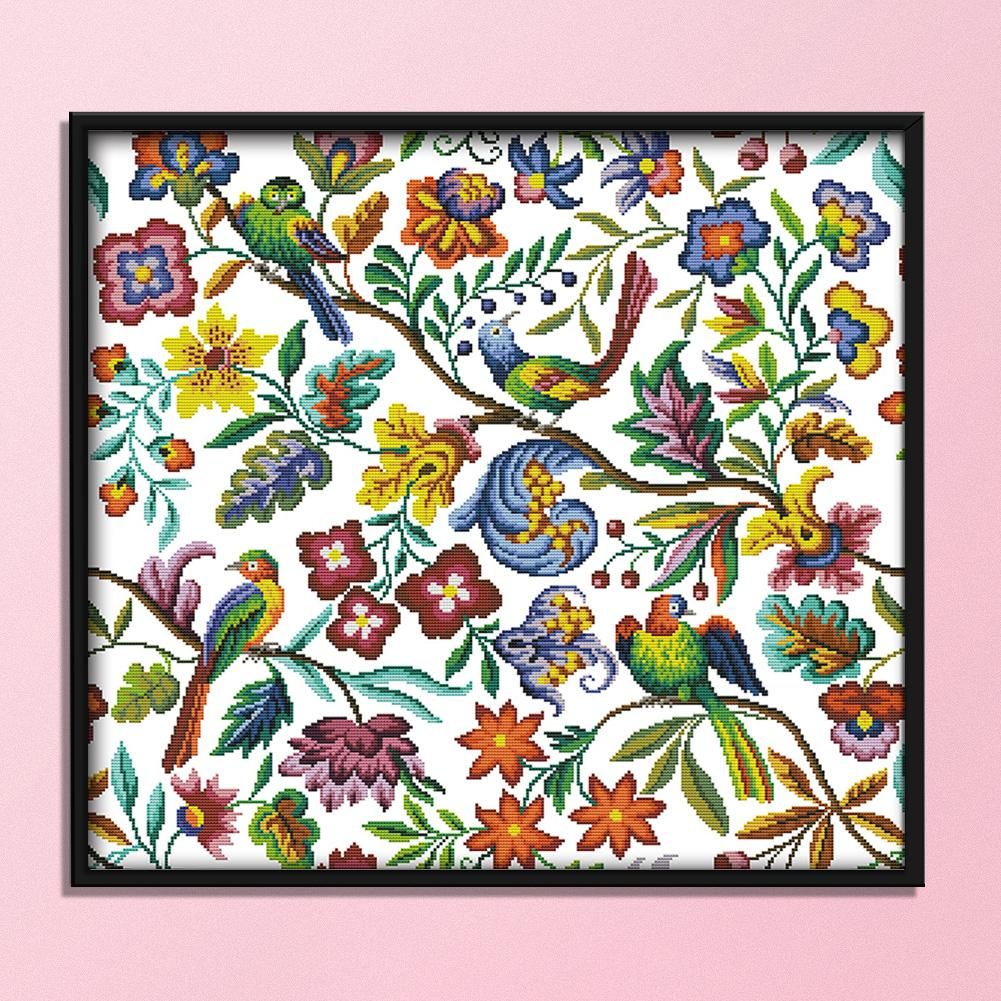 Cross Stitch Embroidery Kits 14CT Stamped Handwork  D953 Bird Flowers