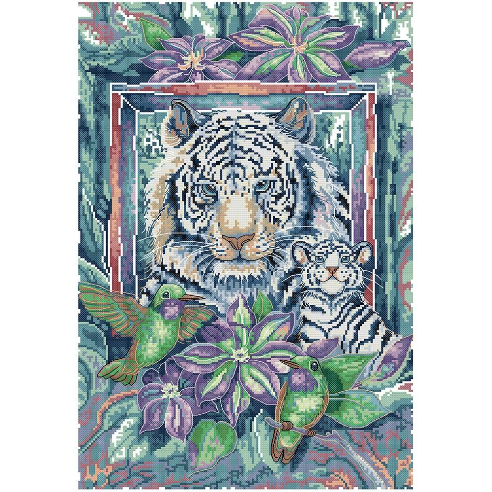 (36*50cm)14ct Stamped Cross Stitch - Tigers