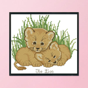 DIY Bedroom Lion Needlework Kit 14CT Stamp Canvas Cross Stitch  D531