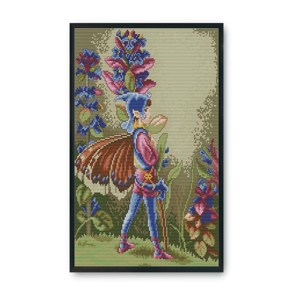 Canvas Kit Needlework DIY Cross Stitch 14CT Stamped  RA277 Butterfly Fairy