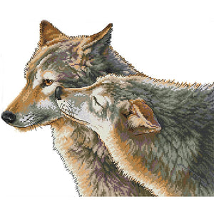 Wolf Kiss 14CT Stamped Cross Stitch Embroidery Canvas Needlework  D420