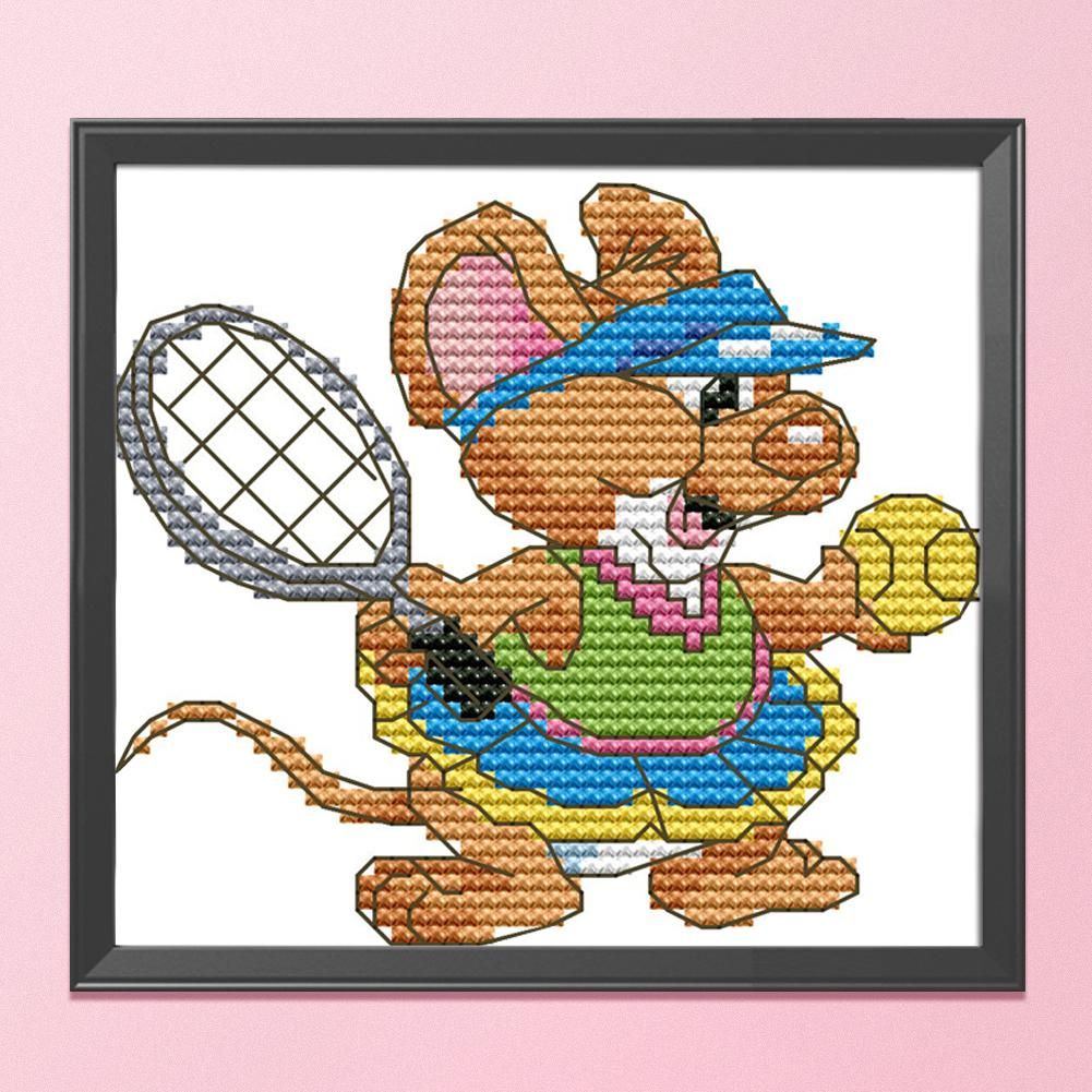 Cross Stitch Canvas DIY 14CT Stamped Needlework Crafts  K883 Sports Mouse