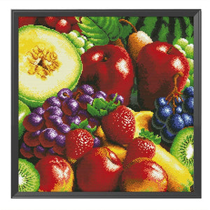 Fruit Harvest Stamped Cross Stitch 11CT Embroidery  Apple Strawberry 0694