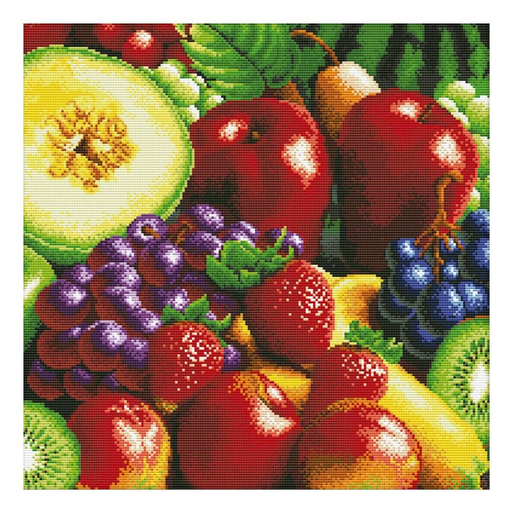 Fruit Harvest Stamped Cross Stitch 11CT Embroidery  Apple Strawberry 0694