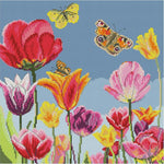 Colorful Tulip 14CT Stamp Cross Stitch Embroidery Crafts 37x37cm  H813