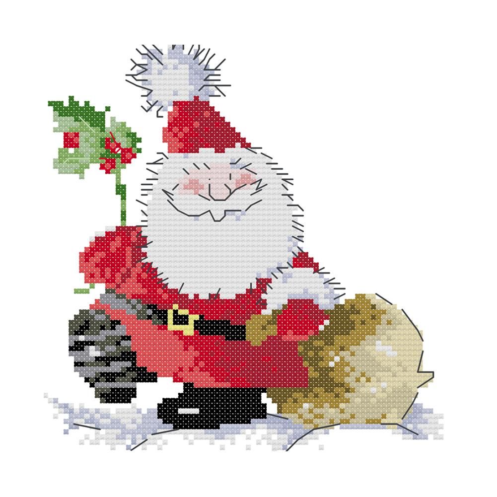 14CT Stamped Cross Stitch Kits DIY Santa Claus Embroidery 19 X 19cm  RA204