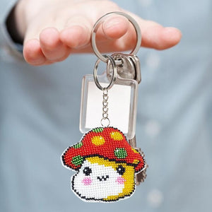 Bead Embroidery Keychain - Mushroom